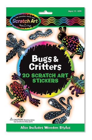 Melissa & Doug Scratch Art Magic Bugs and Critters Sticker Kit (20 Stickers) Ages 5 to 95 - Olde Church Emporium