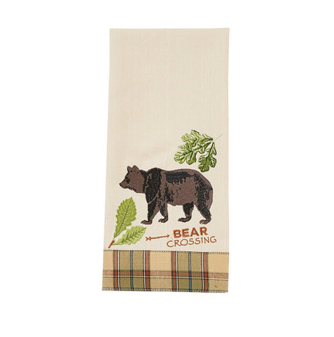 Park Design Sequoia Embroidered Decorative Bear Dishtowel 18 x 28 Inches Farmhouse, Country - Olde Church Emporium