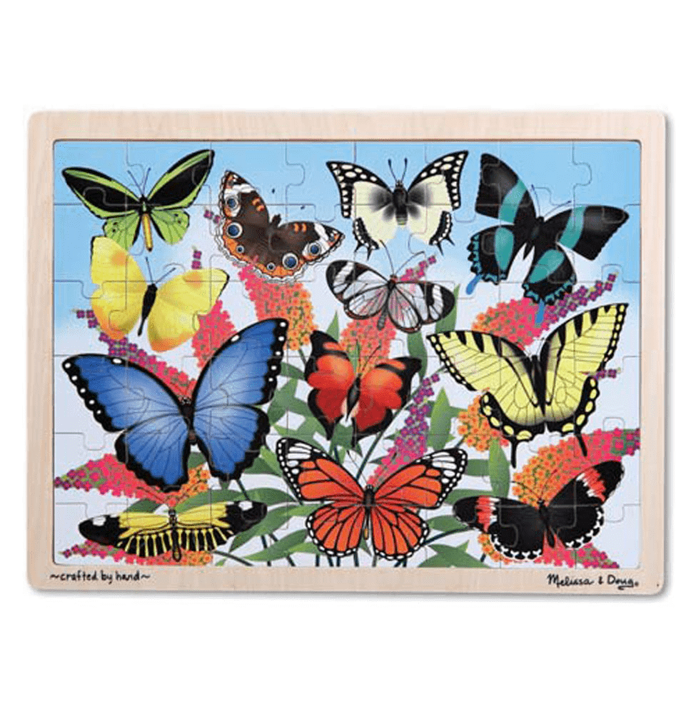 Melissa & Doug Butterfly Garden Wooden Jigsaw Puzzle 48 Pieces Wooden Case Ages 4+ - Olde Church Emporium