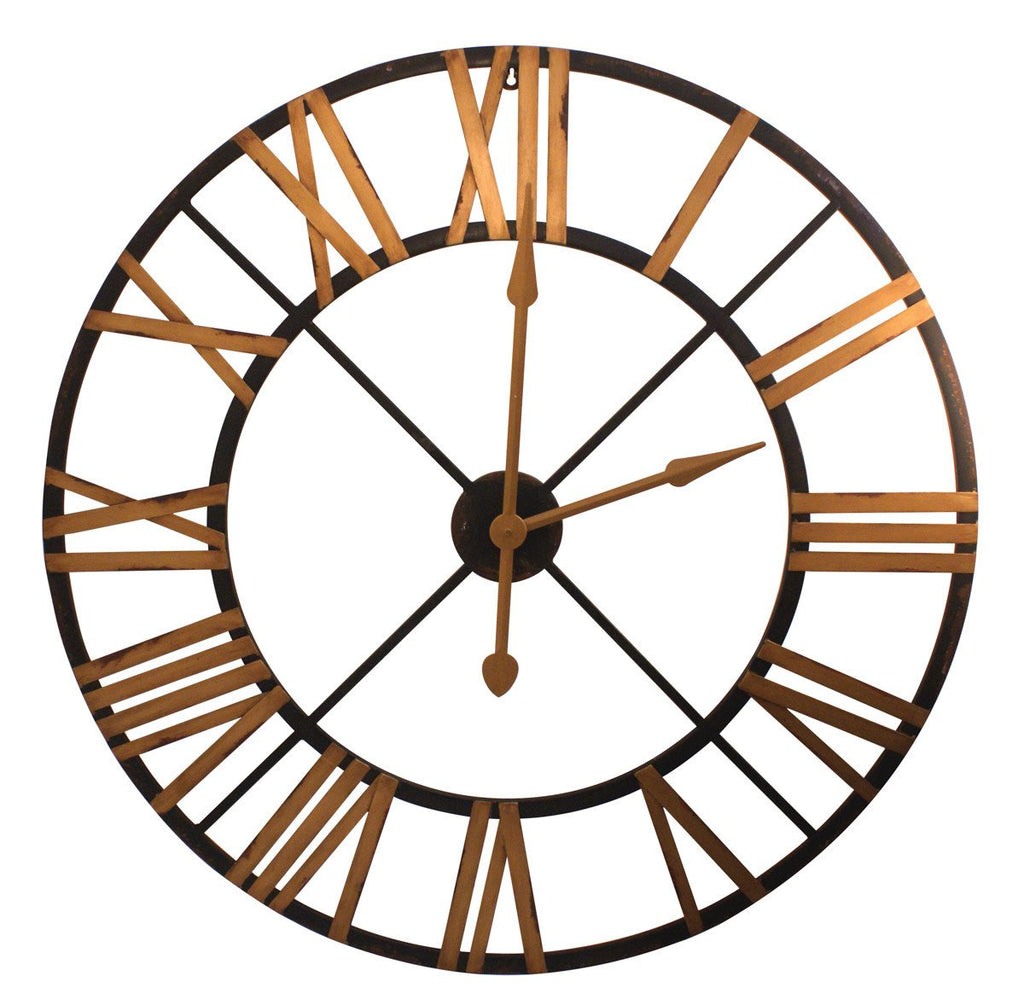 Black and Gold Metal Clock