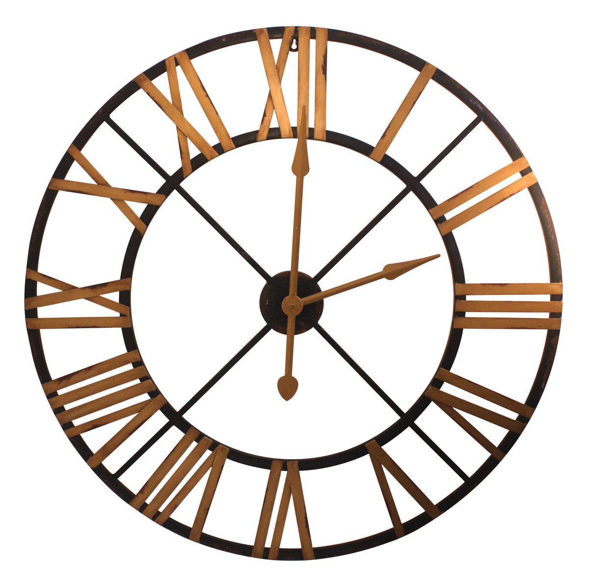 Black and Gold Metal Clock 36 Inches Diameter - Olde Church Emporium