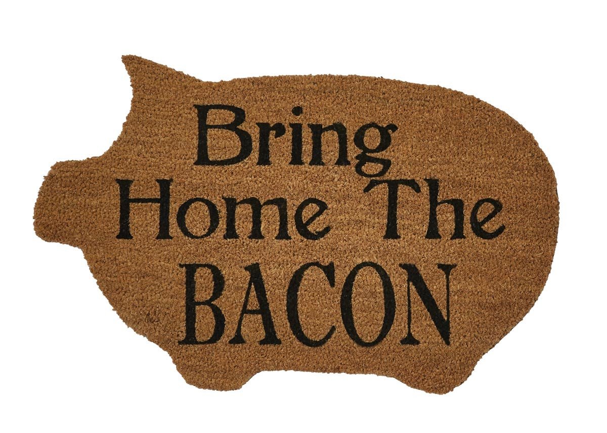 Park Designs Bring Home The Bacon Pig Shaped Doormat 20  x 30 Inches - Olde Church Emporium