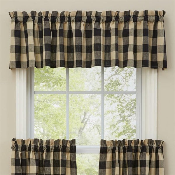 Park Designs - Tavern Check Valance - 3 Colors Black, Navy, Moss 72 x 14 Inches