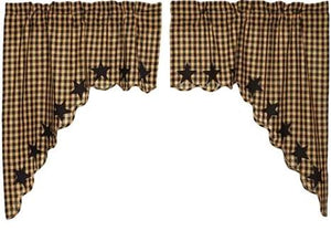 Black Star curtain collection Scalloped Swags - Olde Church Emporium