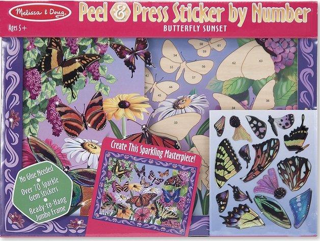 Melissa & Doug Peel And Press Stickers by Numbers Butterfly Sunset Ages 5+ - Olde Church Emporium