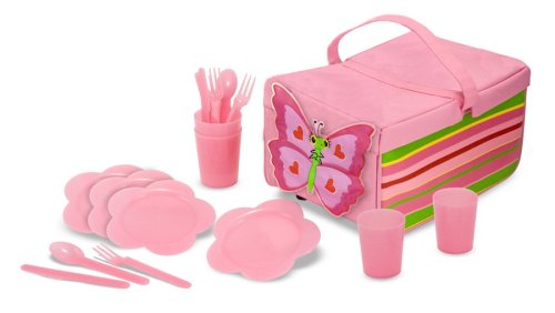 Melissa & Doug - Sunny Patch Bella Butterfly Picnic Set With Basket, Plates, and Utensils [Home Decor]- Olde Church Emporium