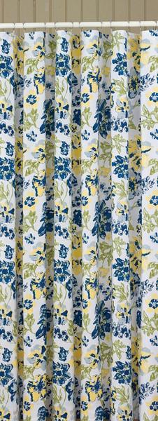 Park Designs Shower Curtain Buttercup 72 x 72 Inches  Bathroom Blue Yellow Free Shipping - Olde Church Emporium