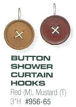 Park Designs - Button Shower Curtain Hooks Boxed Set 12 Red or Mustard Colored - Olde Church Emporium