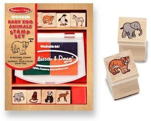 Melissa And Doug Baby Zoo Animals Wooden Stamp Set Ages 4+