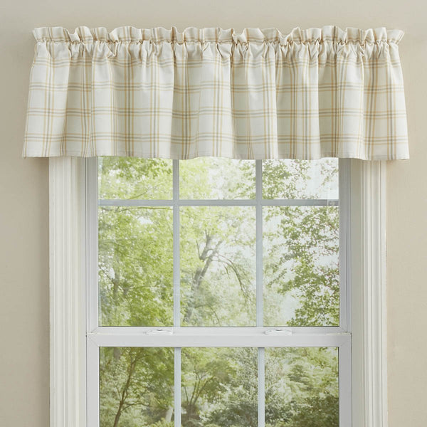 Park Designs Cocoa Butter, Taupe, Ivory Plaid Lined/Unlined Window Valances - 72 x 14/16 Inches - Olde Church Emporium