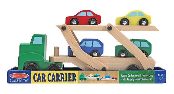 Melissa & Doug - Car Carrier Truck and Cars Wooden Toy Set With 1 Truck and 4 Cars [Home Decor]- Olde Church Emporium