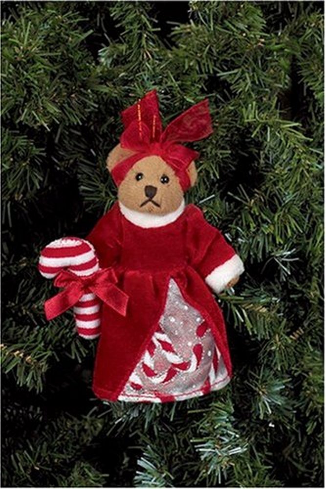 Bearington - Crissy Cane Miniature Plush Christmas Bear 5 inches and Retired - Olde Church Emporium