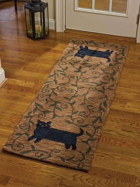 Park Designs Cat Hooked Rug Runner 24 Inches x 72 Inches - Olde Church Emporium