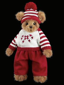 Bearington - Conner Candycane Christmas Holiday Plush Teddy Bear  14 Inches and Retired - Olde Church Emporium