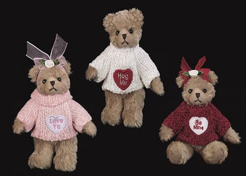 Bearington -Conversation Heartpack Set 3 Valentines Miniature Bears - 5 Inches and Retired - Olde Church Emporium
