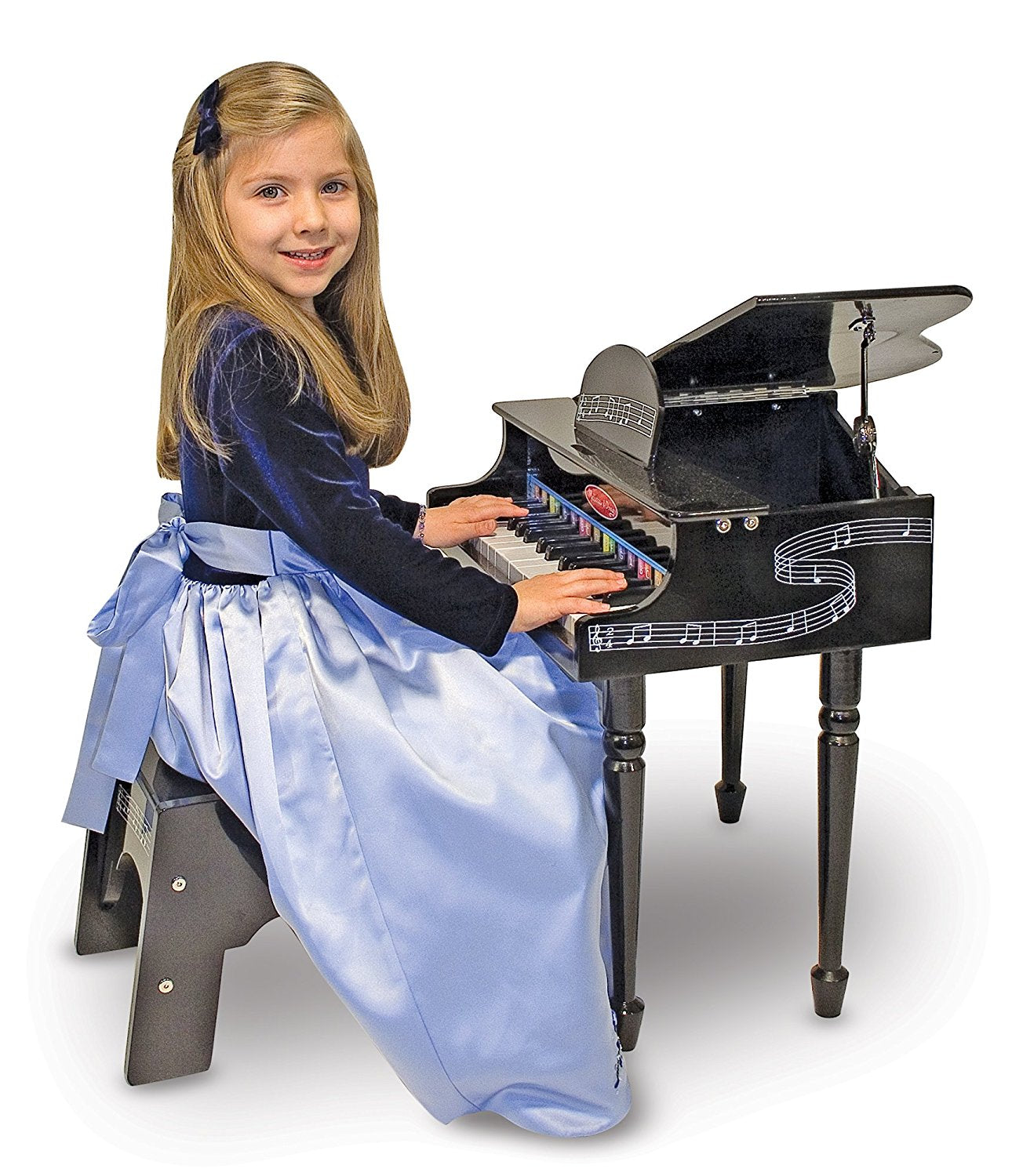Melissa & Doug Learn-To-Play Classic Grand Piano With 30 Keys, Color-Coded Songbook, and Non-Tip Bench - Olde Church Emporium