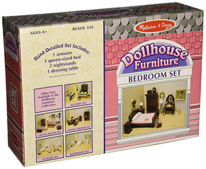 Melissa & Doug-  Classic Victorian Wooden and Upholstered Dollhouse Bedroom Furniture (5 pieces) [Home Decor]- Olde Church Emporium