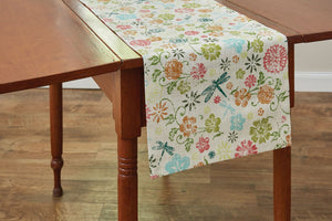 Park Design Dragonfly Floral Table Runner 13 x 72 Inches long  Farmhouse, Country - Olde Church Emporium