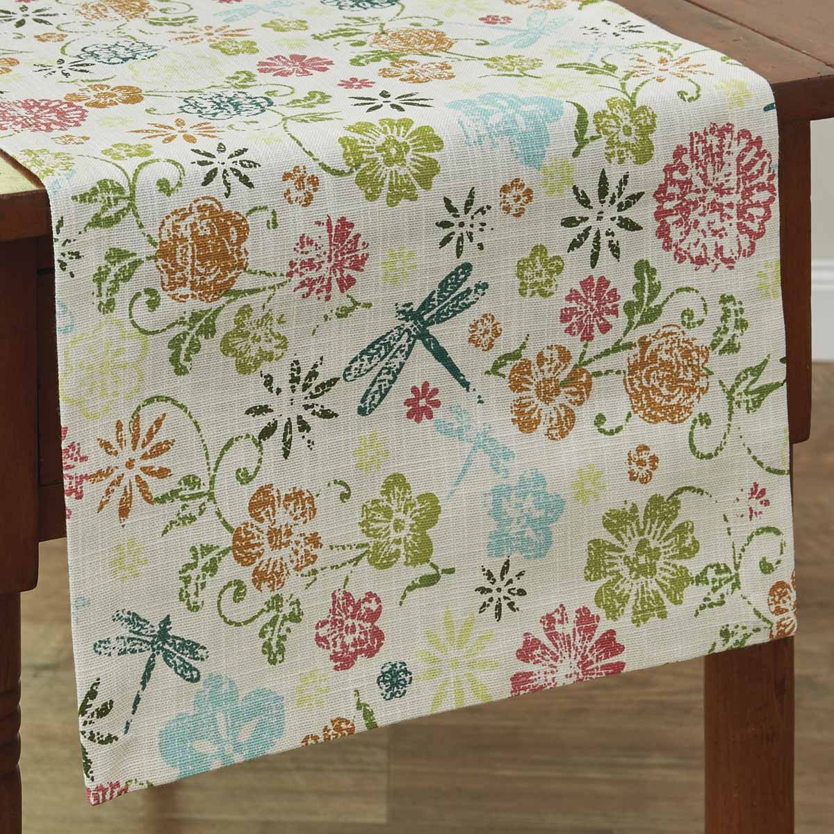 Park Design Dragonfly Floral Table Runner 13 x 54 Inches long  Farmhouse, Country - Olde Church Emporium
