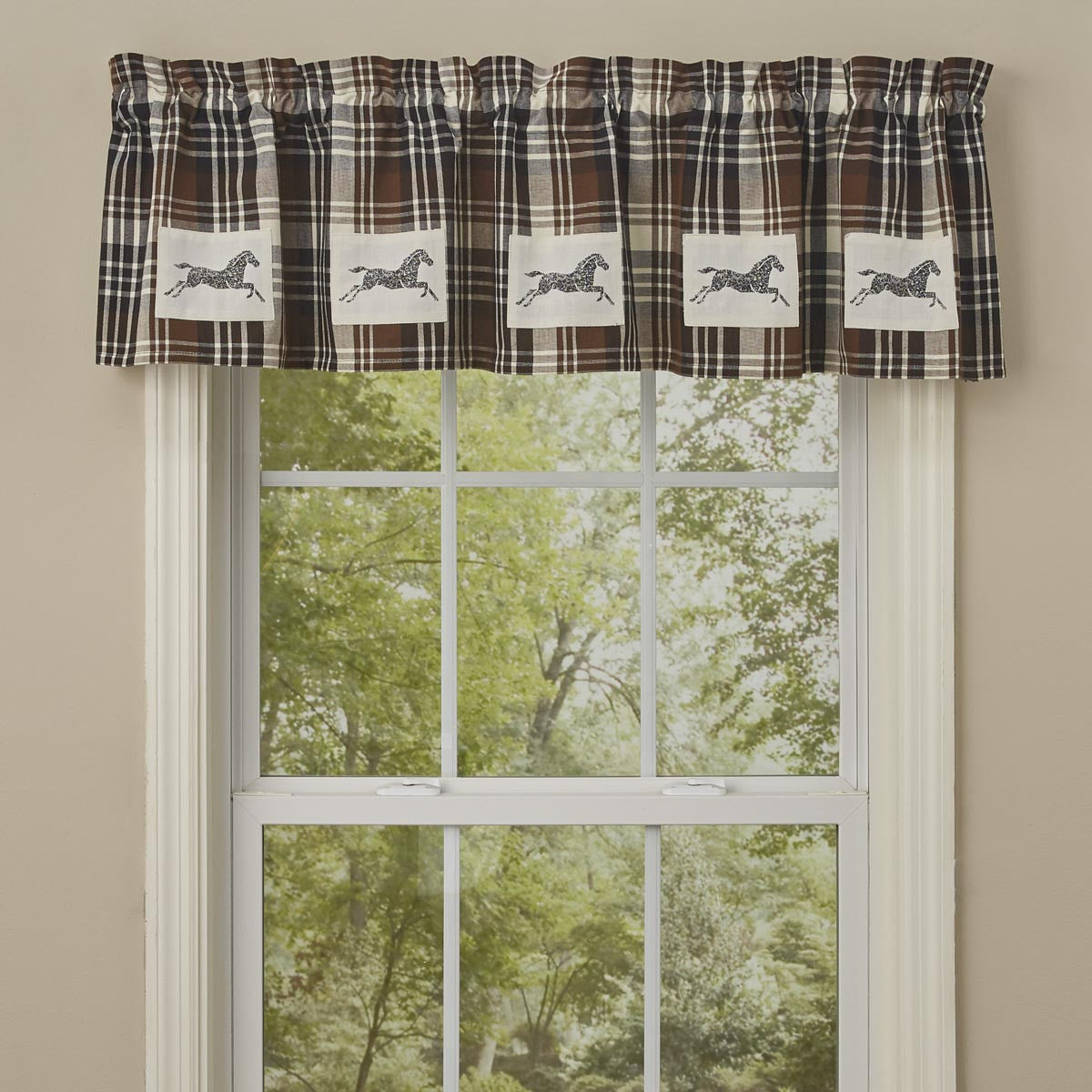 Park Design Derby Horse Lined Patch Valance 60 x 14 Inches