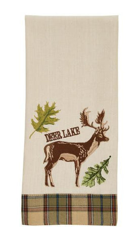 Park Design Sequoia Embroidered Decorative Deer Dishtowel 18 x 28 Inches Farmhouse, Country - Olde Church Emporium