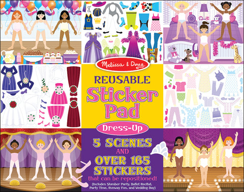Reusable Sticker Pad-Dress Up Melissa and Doug 5 Scenes 165+ Stickers Ages 3+
