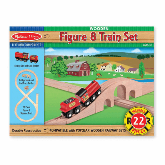 Melissa and doug wooden top railway set 132 pieces
