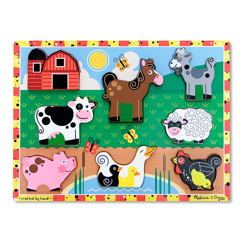Melissa & Doug Kids Farm Animals Wooden Chunky Puzzle (8 pcs) Ages 2+