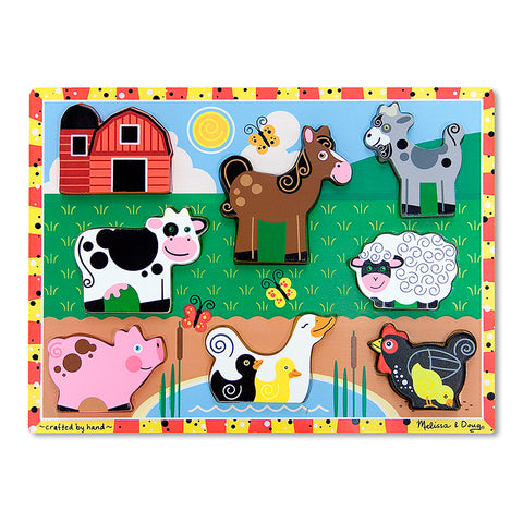 Melissa & Doug Kids Farm Animals Wooden Chunky Puzzle (8 pcs) Ages 2+