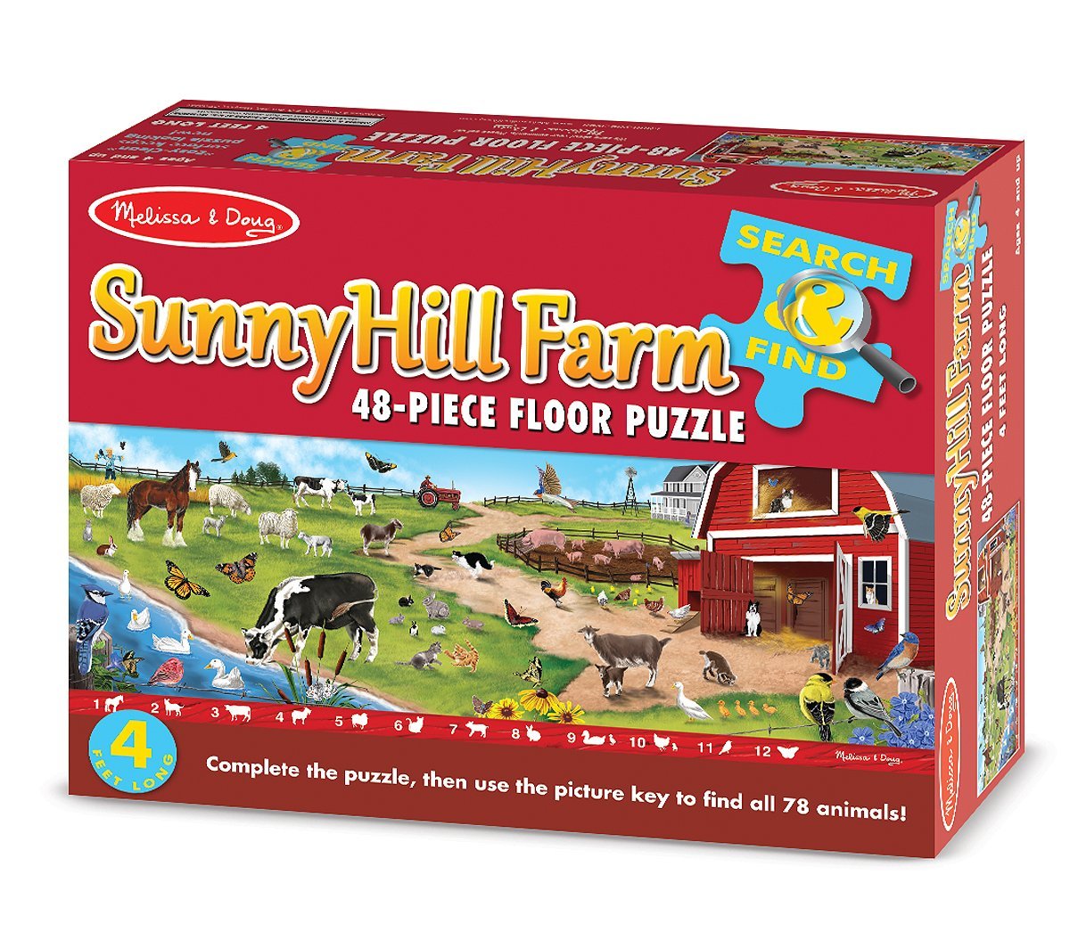 Melissa & Doug Search and Find Sunny Hill Farm Jumbo Jigsaw Floor Puzzle (48 pcs, over 4 feet long) - Olde Church Emporium