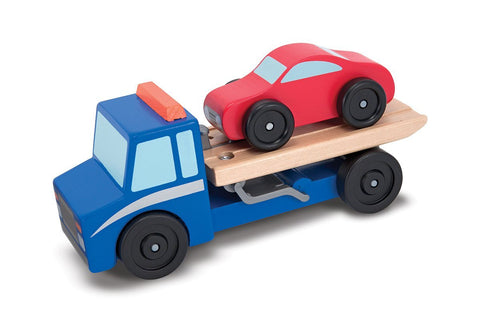 Melissa & Doug - Flatbed Tow Truck Wooden Vehicle Set - Olde Church Emporium