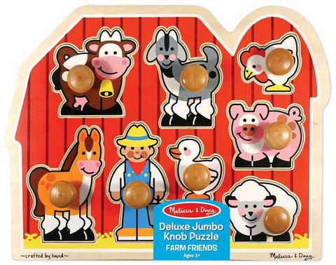 Melissa & Doug Kids Jumbo Knob Puzzle 8 Pc Wooden Farm Friends Ages 1+
