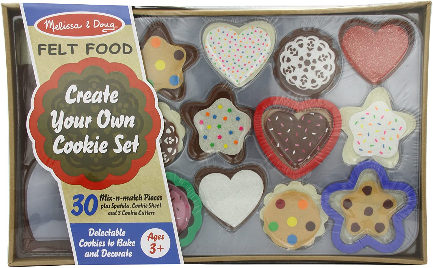 Melissa & Doug Slice and Bake Wooden Cookie Play Food Set - Pretend Cookies  And Baking Sheet, Wooden Play Food Set, Toy Baking Set For Kids Ages 3+