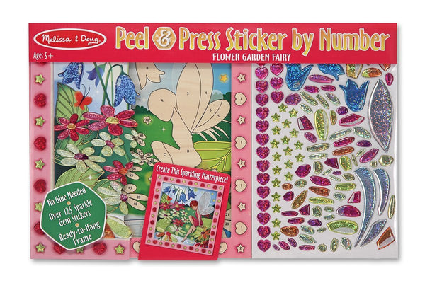 Melissa & Doug - Peel and Press Sticker by Number Activity Kit: Flower Garden Fairy [Home Decor]- Olde Church Emporium