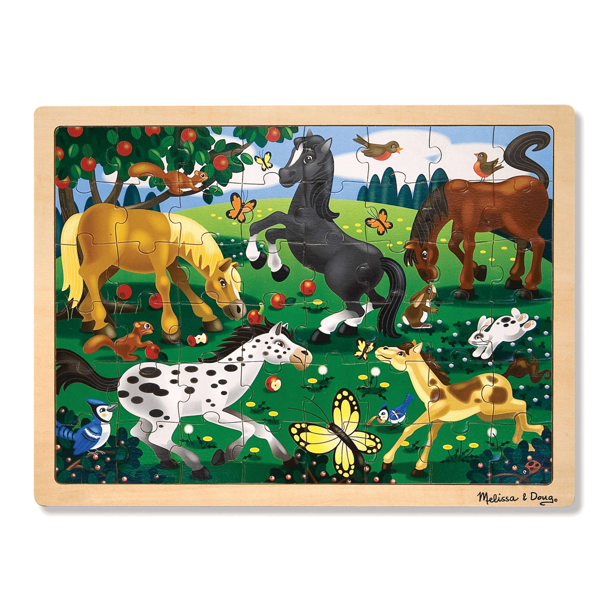 Melissa & Doug 48-pc. Frolicking Horses Wooden Jigsaw Puzzle Ages 4+ - Olde Church Emporium