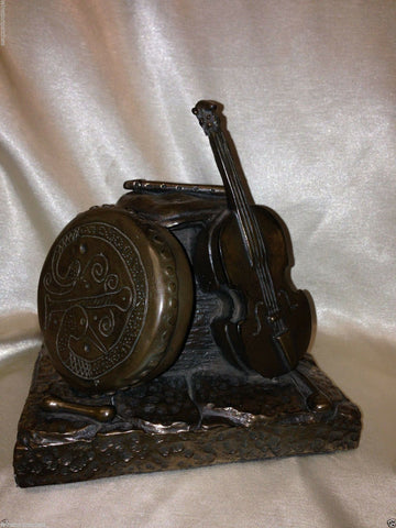 Jeanne Rynhart Fine Art Sculpture in Bronze Seisun Fiddle Hand Made - Olde Church Emporium