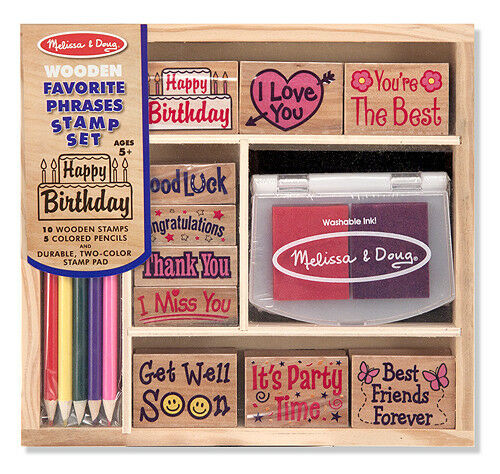 Melissa and Doug Favorite Phrases Wooden Stamp Set - Ages 5+000772024167