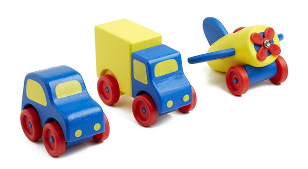 Melissa & Doug - Deluxe Wooden First Vehicles Set With Truck, Car, and Airplane - Olde Church Emporium