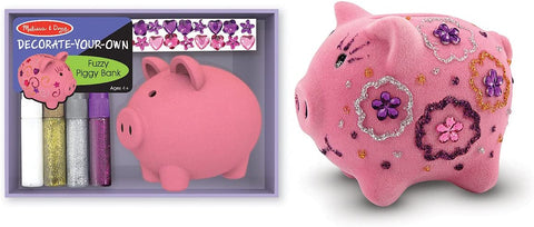 Melissa & Doug Fuzzy Piggy Bank DYO Ages 4+ 000772031288