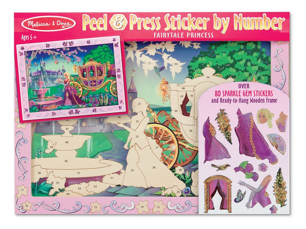 Melissa & Doug- Peel and Press Sticker by Number Activity Kit: Fairytale Princess - 80+ Stickers, Frame [Home Decor]- Olde Church Emporium