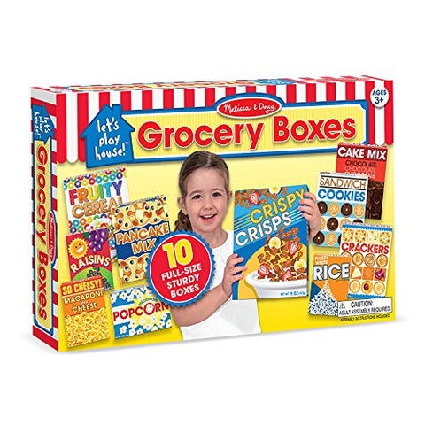 Melissa & Doug - Let's Play House! Grocery Boxes Play Food Kitchen Accessory - 10 Realistic, Full-Size, Easy to Assemble Food Boxes [Home Decor]- Olde Church Emporium