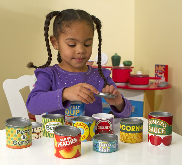 Melissa & Doug - Let's Play House! Grocery Cans Play Food Kitchen Accessory - 10 Stackable Cans With Removable Lids [Home Decor]- Olde Church Emporium