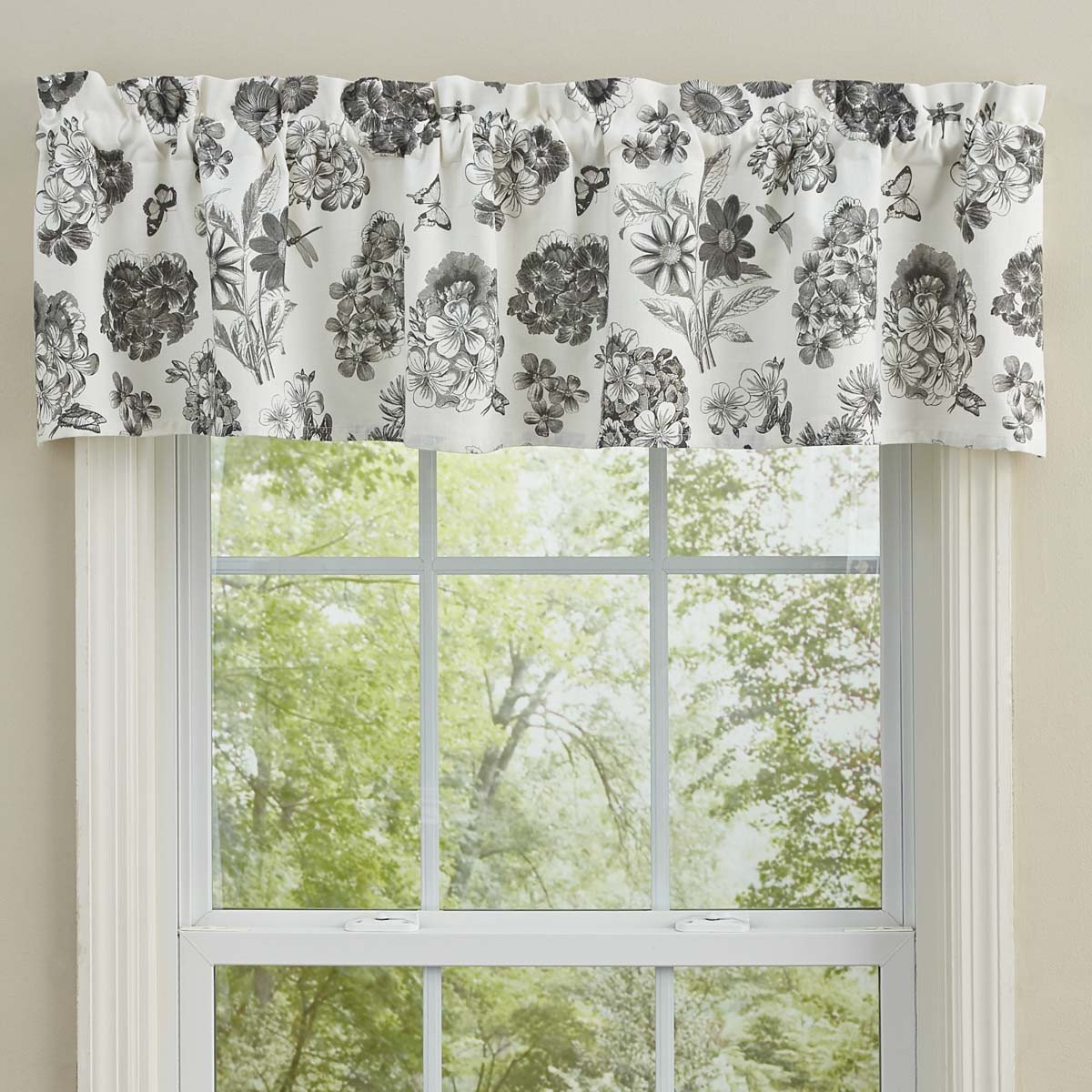 Park Designs Geranium Unlined Window Floral Valance 60 x 14 Inches Gray, Charcoal, etc - Olde Church Emporium