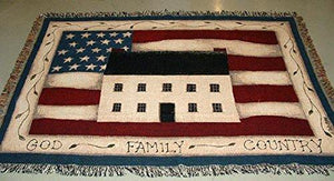 God Family Country Americana Flag Tapestry Afghan Throw 68 x 51 inches  Made in USA - Olde Church Emporium