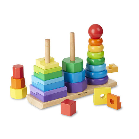 Melissa and Doug Geometric Stacker Toddler Wooden Classic Toy 000772005678 Ages 2+