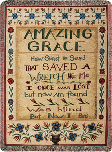 Manual 51 x 68-Inches Tapestry Throw with Fringe, Amazing Grace Made in USA - Olde Church Emporium