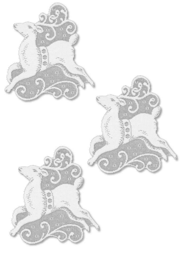 Window Accents - Set of 3 Christmas Deer with suction cups White Made in USA - Olde Church Emporium