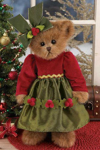Bearington Handcrafted  Christmas Holiday Holly Holiday Plush Bear 14 Inches and Retired - Olde Church Emporium