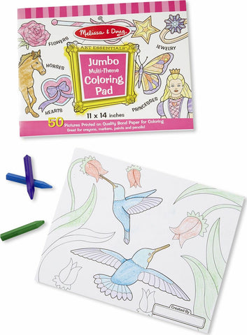Melissa and Doug Jumbo Multi Theme Coloring Pad - Pink (11" x 14") Ages 3+ # 4225