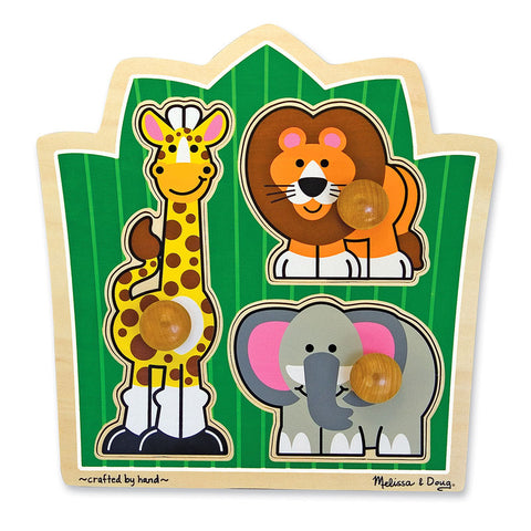 Melissa & Doug Jungle Friends Jumbo Knob Wooden Puzzle 3 Pc Ages 1+